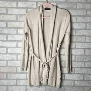 ZARA knit beige open front belted cardigan size small